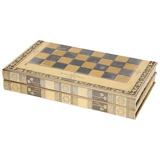 Rare English Silver-Gilt Book-Form Chess and Backgammon Game Board, circa 1976