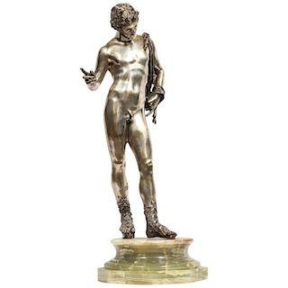Large Rare Italian Silver Figure Statue of Narcissus, after the Antique1900
