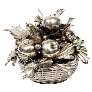 Mario Buccellati, an Italian Silver Fruit Basket Centerpiece