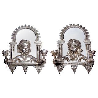Pair of French Orientalist "Alhambra" Bronze Two-Light Wall AppliquÛ_Œ©s Sconces