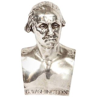 An Extremley Rare Silvered Metal Bust of George Washington by F. Barbedienne1880