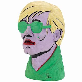 Limited Edition American Polychromed Rubber Bust of Andy Warhol by Jefferds20th Century