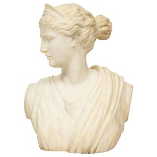 Italian School, 19th Century' A White Marble Bust of Goddess Diana Artemis1870