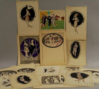 Sixteen French Art Deco Illustrations
