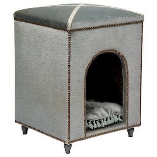 Exquisite French Louis XVI Style Velvet-Upholstered Niche de Chien 'Dog Bed'