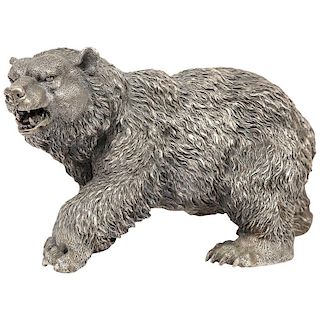 Large Antique French Silvered Figure of Polar Bear, circa 1900