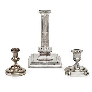 Three silver candlesticks, Italy