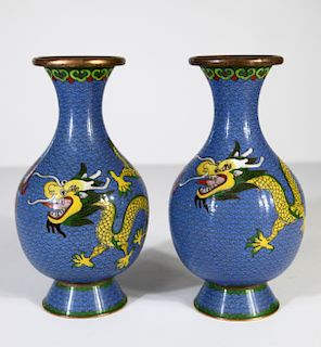 (2) Chinese Cloisonne Dragon vases