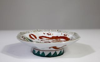 Chinese Phoenix & Dragon Porcelain Dish