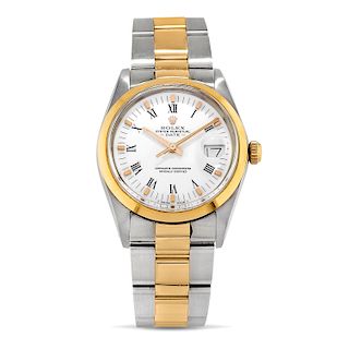 Rolex - A steel and 18K gold wristwatch, Rolex Date Ref. 15053