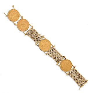 A 18K gold bracelet with coins