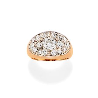 A 14K rose gold, palladium and diamond ring