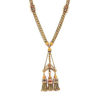 A 18K, low carat gold and enamel necklace