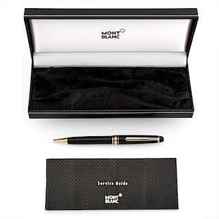 Montblanc - A black resin pen, with original box, Montblanc Rollerball "Meisterstuck"