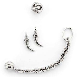 Pomellato - A silver bracelet, ring and earring, Pomellato