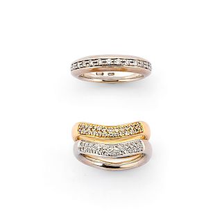 A 18K two color gold and diamond rings