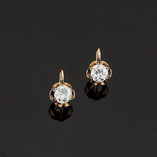 A silver, 18K gold and diamond earrings