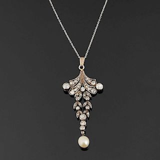 A gold, silver, pearl and diamond pendant, 19th Century