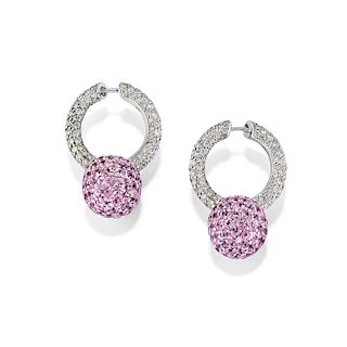 de GRISOGONO - A 18K white gold, pink sapphire and diamond earring, De Grisogono