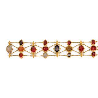 A 18K yellow gold and gemstones bracelet