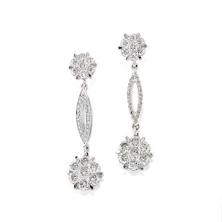 A 18K white gold and diamond earrings, with certificate