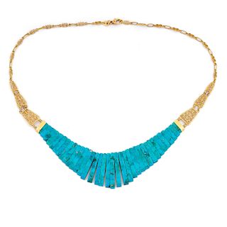 A 18K gold and turquoise necklace