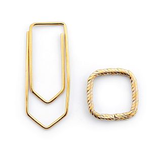 Two 18K yellow gold money clips