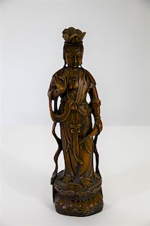 Carved Wooden Guanyin Figure