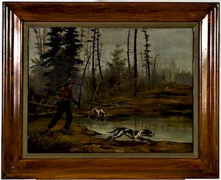 Style of Cornelius Krieghoff, 19th C Hunting Scene, O/B