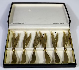 Janis Collection 24k Gold Plated Feather Knives