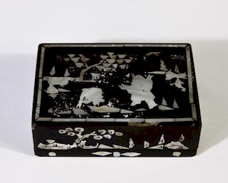Chinese Inlaid Mother of Pearl Lacquered Box