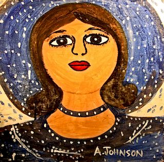 Outsider Art, Anderson Johnson, Woman in Blue Dress & Hat