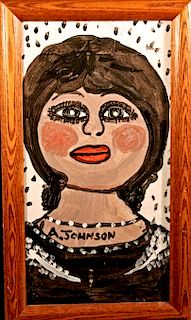 Outsider Art, Anderson Johnson, Woman with Necklace in Black Dress