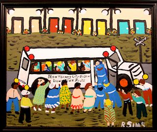 Outsider Art, Bernice Sims, Montgomery Bus Riot:  Rosa Parks on Bus