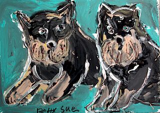 Outsider Art, Betty Sue Matthews,Untitled (2 Scottie dogs)