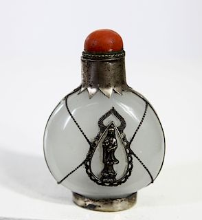 Antique Silver Mounted Snuff Bottle
