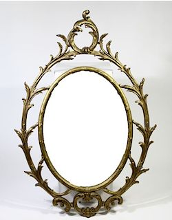 Ornate Antique Oval Gilt Mirror
