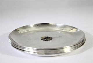 A Set of 6 Pure Japanese Silver Plates