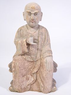 Asian Hand-Carved Monk or Scholar, Circa 1800's