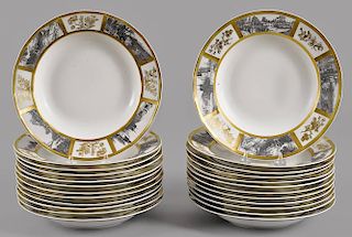 Set of twenty-four Limoges porcelain plates with