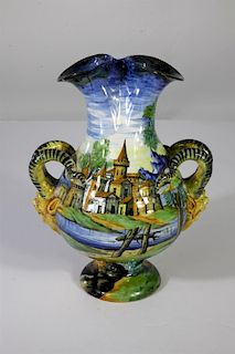 Italian Antique Vase with Masks and Serpents