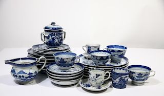 19th C. Canton Blue and White Porcelain Collection