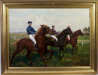 H Wolff, German Equestrian Oil / Canvas
