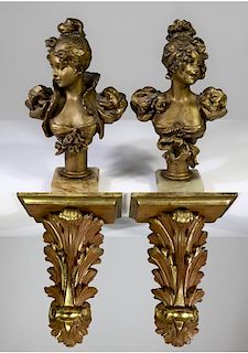 Pair of Maidens w/Onxy Bases and Stands
