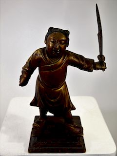 Antique Chinese Carved Gilt Wooden Figure