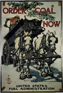1918 Original World War I Poster, Order Coal