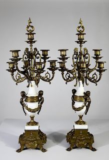 Pair of Brevetatto Louis XIV Style Candelabras
