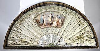 Antique Hand Painted Fan, 18th C Court Scene