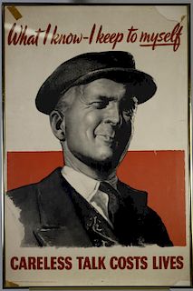 Original World War II Poster, Careless Talk