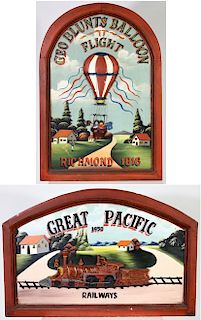 Pair of Vintage Painted Town Advertisements